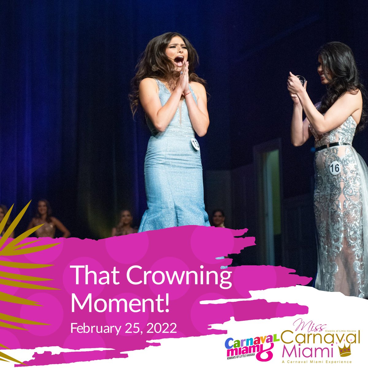 Carnaval Miami is back in 2022 and so is the queen of Carnaval Miami! She reigns over all our events including Calle Ocho. 

Prizes include college scholarship, paid entry to Miss Florida USA.

Apply online: Carnavalmiami.com

#carnavalmiami #misscarnavalmiami #missflorida