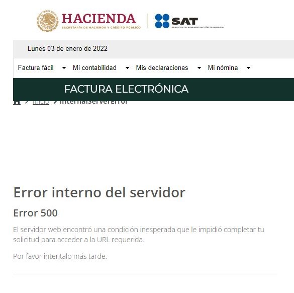 _PabloDaniel_'s tweet photo. @tonyortopedic @SATMX Tengo el mismo problema. Me aparece error 500 https://t.co/TYSThwxPGR