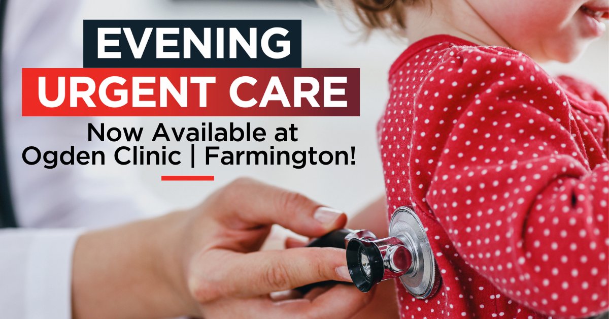 Evening Urgent Care now available from Monday to Friday from 5pm-7pm at our Farmington location! 

Learn more at ogdenclinic.com/clinics/farmin….
