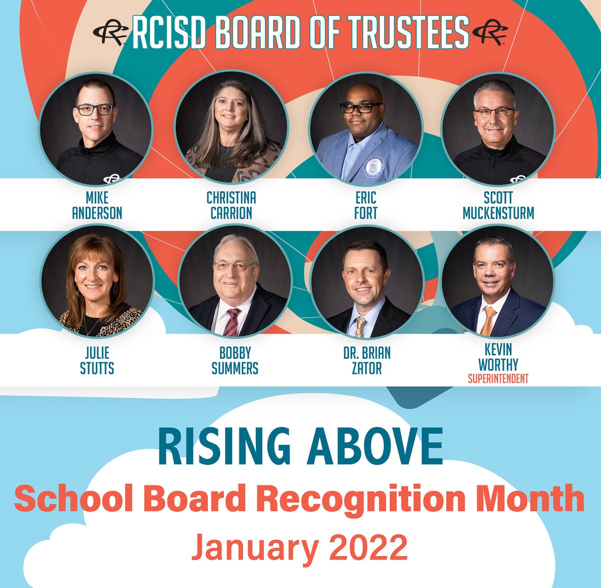 We are proud to participate in School Board Appreciation Month! These selfless volunteers have a combined 77 years of service to the students, families and staff of Royse City ISD! #RCISDJoy