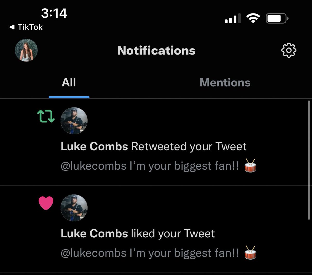 JaisaWolfe's tweet photo. Okay am I dreaming…? 😍 @lukecombs 

I know it’s just a like and retweet but 2022 is off to a great start https://t.co/DOzeVSvRZ7