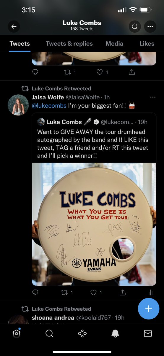 JaisaWolfe's tweet photo. Okay am I dreaming…? 😍 @lukecombs 

I know it’s just a like and retweet but 2022 is off to a great start https://t.co/DOzeVSvRZ7