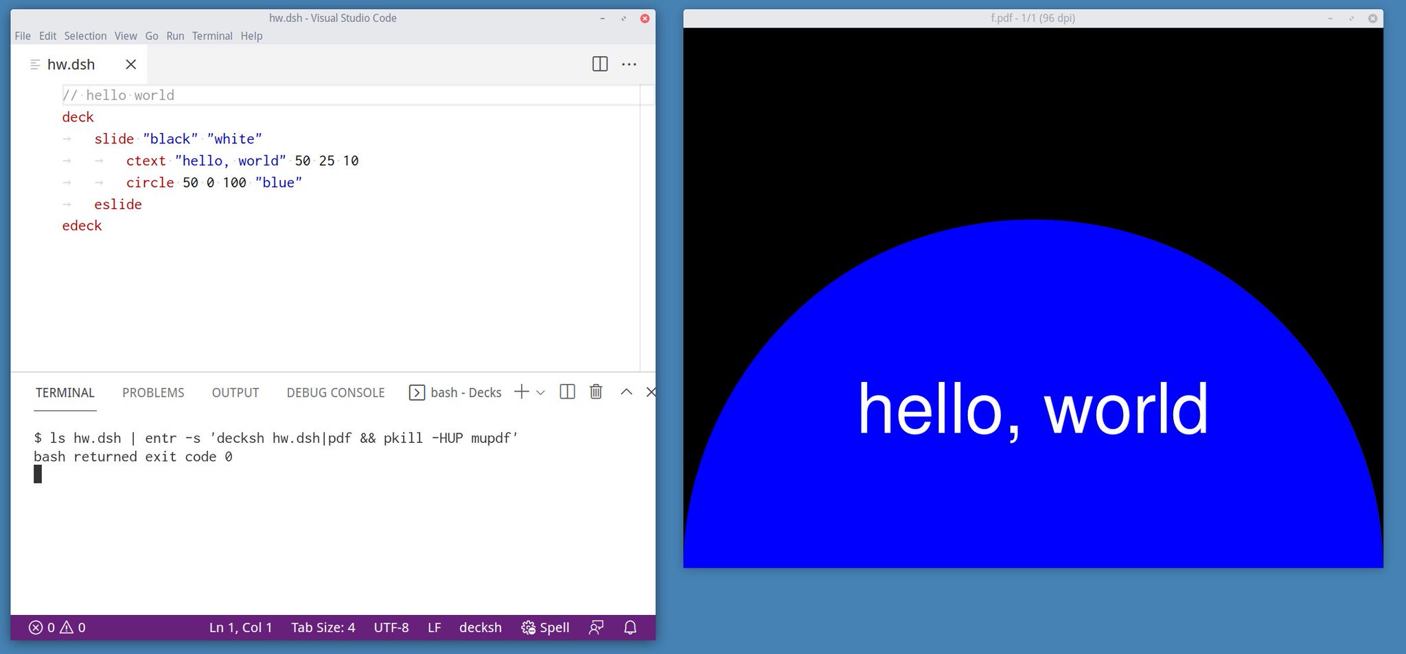 Anthony Starks Al Twitter I M Thinking About Trying Acme To Replicate This Workflow Write Decksh Render And Show The Pdf Like This With Vscode Entr T Co Ktlpzaqdzd Twitter