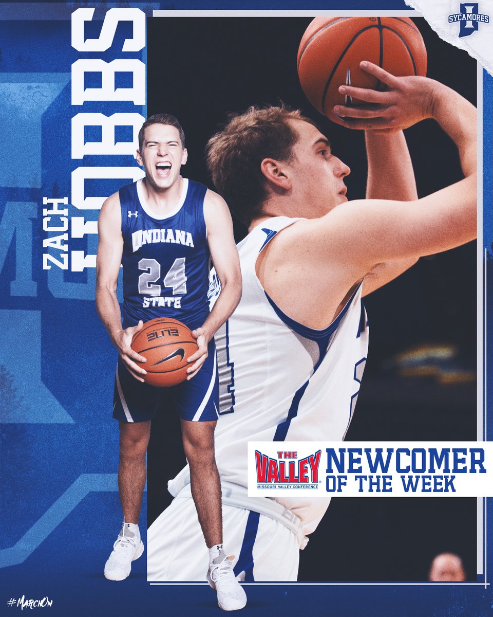 IndStBasketball's tweet photo. After two breakout games, sophomore @zhobbs12 has been named @ValleyHoops Newcomer of the Week!

🗒 https://t.co/TNwi4UQpw2

#MarchOn | #Kaizen https://t.co/F0lZIoTNOM