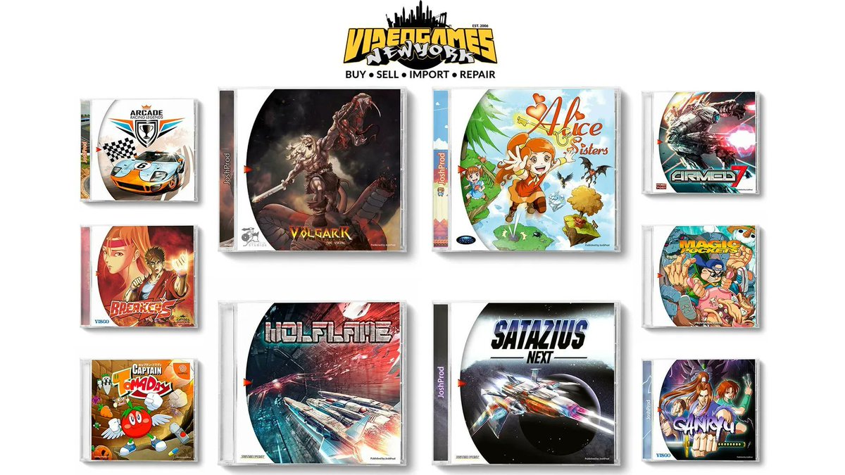 VideoGamesNYC's tweet photo. New #SegaDreamcast games available in Store &amp; Online
#VolGaRR #AliceSisters #Wolflame #SATAZIUSNext #HUcast #Visco #JoshProd #Dreamcast

https://t.co/ICNKLEPCLG
https://t.co/cxXjOOLQ0u https://t.co/Ahu4N9xeCR