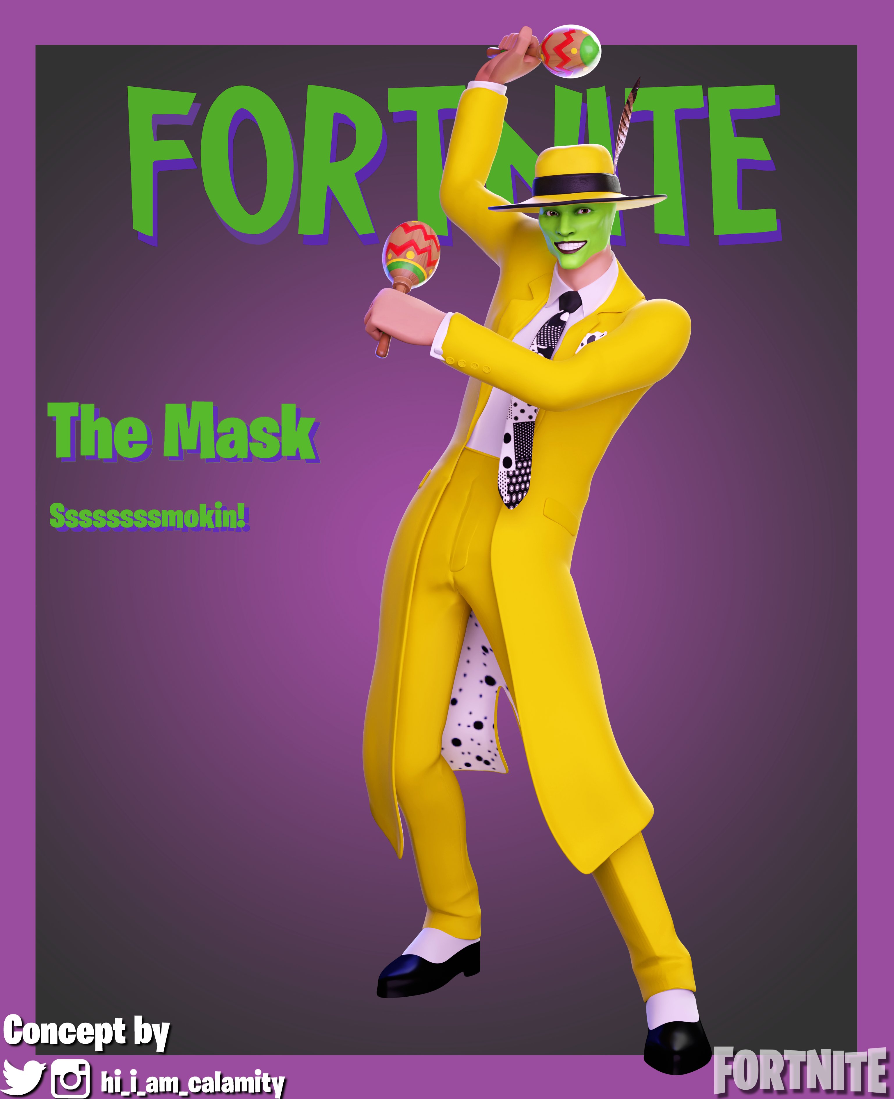 hi_i_am_calamity on Twitter: "The Mask - [FORTNITE SKIN CONCEPT]  Ssssssssmokin! I think The Mask was one of the most funny movie before 2000  and one of my favorite of Jim Carrey! I'