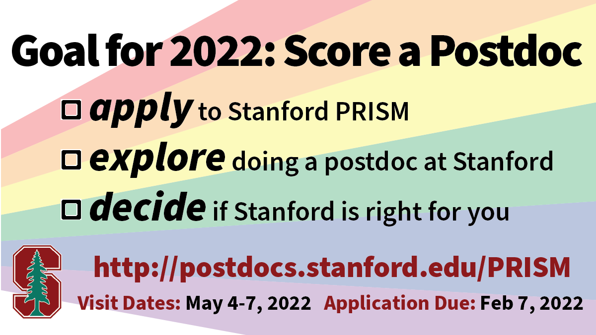 StanfordOPA's tweet photo. APPLY NOW to #StanfordPRISM! @StanfordOPA welcomes applications from anyone completing a PhD by Fall '23 who would contribute to adding a more diverse perspective within academia. 

Check out the link below for more information + access to our application:
https://t.co/WBGHR3pkB9 https://t.co/CYqAj2bn77