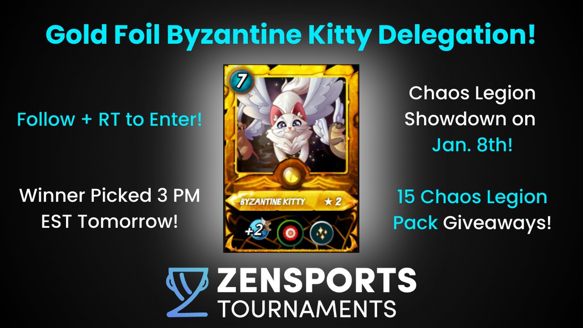 VIPPlayTN's tweet photo. Hey ZenSportsians! Want a chance to win a delegation of one of the best @splinterlands cards in the game? 

🐈Delegation lasts 1 week, follow and RT to enter 🐈

Winner picked tomorrow at 3 PM EST 😱 Good Luck! https://t.co/X6yFsFP7xf