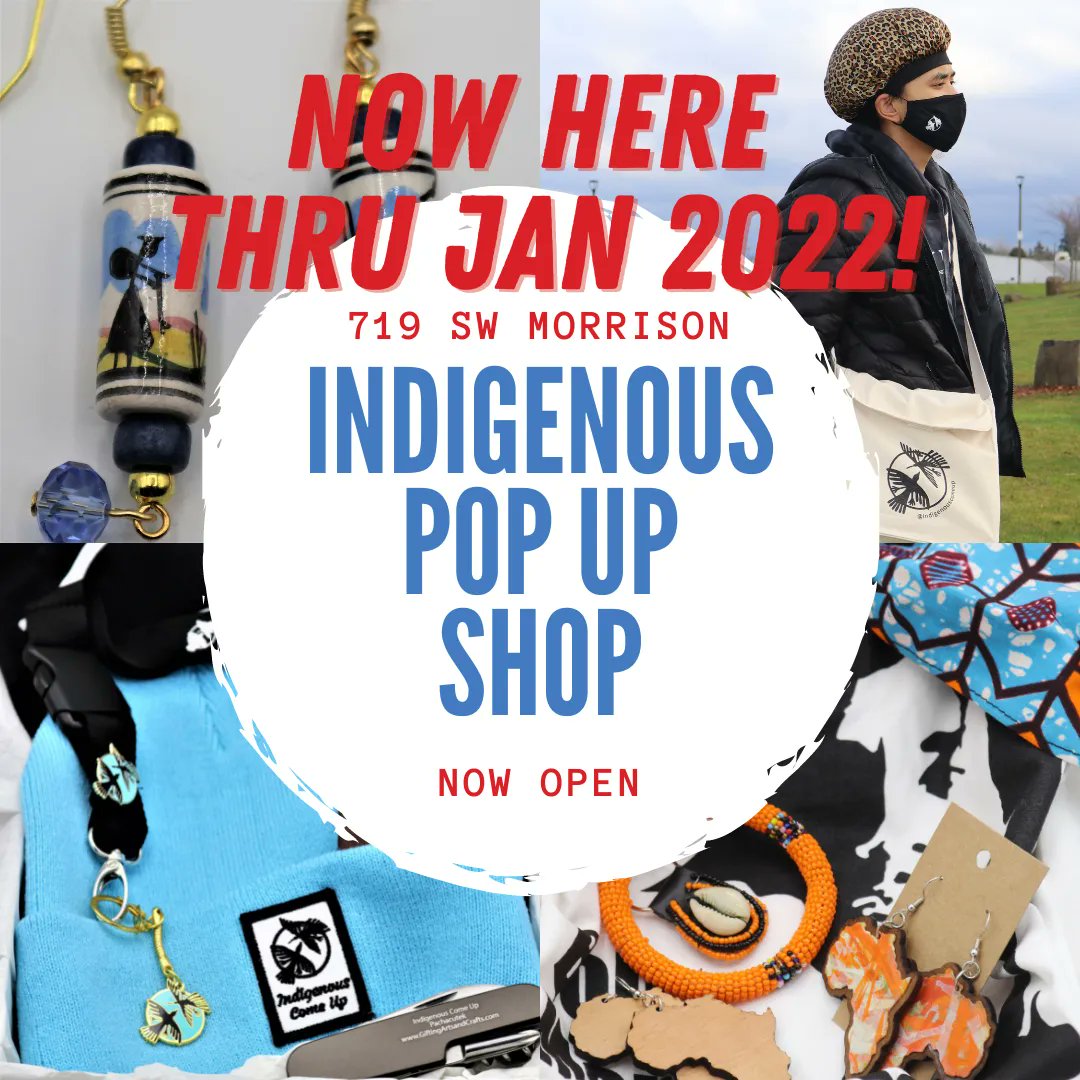 IndigenousCU's tweet photo. Portland,
Check out our Indigenous Pop Up Shop through January 2022 at 719 SW Morrison (Across the Nordstrom's and Pioneer square) thru January 2022!
Tuesday-Sunday 11am-6pm (Closed Mondays)
#PopUp #Indigenous #Portland #Oregon #ThankYou #StayPoppin #January2022 #IndigenousComeUp https://t.co/gofXrzYlmG