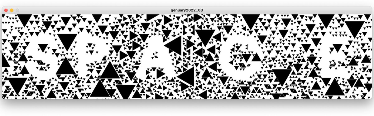 #genuary #genuary2022 day 3: Space. Playing with negative space and ascii 0x20 #generativeart