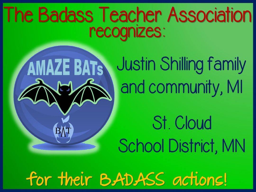 Arizona Bats (@azbatsa) on Twitter photo Here are our latest BAT Action Awards. We can't say enough about these moments of grace & respect. More here:
facebook.com/BadassTeachers… #TBATs <a href="/NewMexicoBATs/">NewMexicoBATs</a> <a href="/TxBats/">Texas Bats</a> <a href="/WyomingBATs/">WyomingBATs</a> <a href="/MontanaBATs/">Montana</a> <a href="/NVBats/">NVBATs</a> Here are our latest BAT Action Awards. We can't say enough about these moments of grace & respect. More here:
facebook.com/BadassTeachers… #TBATs <a href="/NewMexicoBATs/">NewMexicoBATs</a> <a href="/TxBats/">Texas Bats</a> <a href="/WyomingBATs/">WyomingBATs</a> <a href="/MontanaBATs/">Montana</a> <a href="/NVBats/">NVBATs</a>
