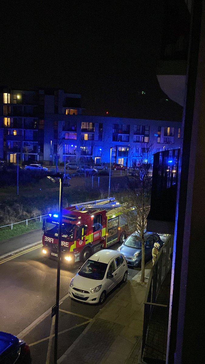 Five fire engines and an alarm going off in our communal area. However, it’s not triggered the alarms in our flats, and nothing from the waking watch. Confusing and not at all reassuring. #WakingWatch #BuildingSafetyCrisis