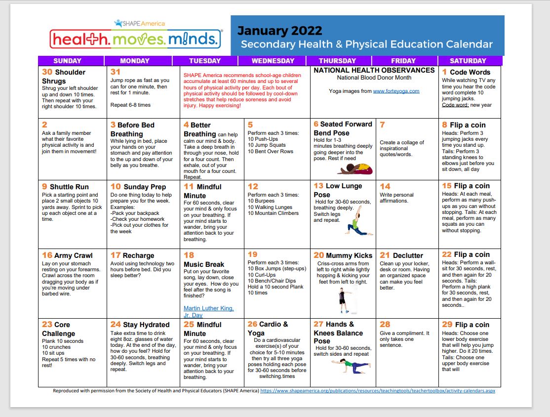 SHAPEAmerica's tweet photo. Our January Calendars are live‼️ https://t.co/560T9O5e0H