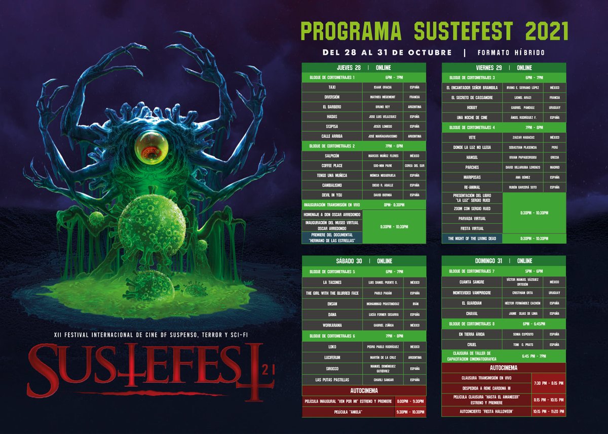 zehMX's tweet photo. Programa oficial Sustefest XII del 28 al 31 de octubre 2021

Descargar programa: https://t.co/1voFd1nwDq https://t.co/KL4HhB0Fwo