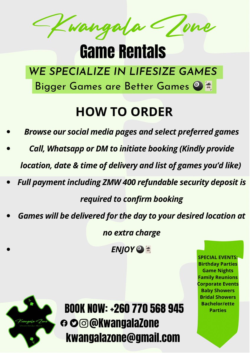 KwangalaZone's tweet photo. Book With Us Now 🎱🃏

#KwangalaZone #LifesizedGames #AllowIt https://t.co/A6NM5x7E1y