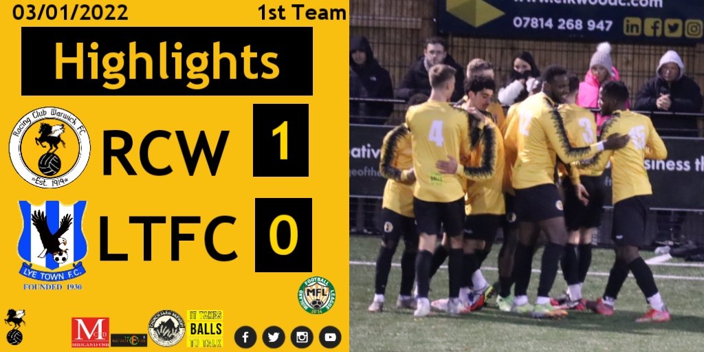 RCWFC's tweet photo. Highlights ⚽️📹 

Watch all the action from today's @MidlandLeague game 🆚️ @lyetownfc1930

⬇️
https://t.co/szWFoGLhSZ

#UTR🟡⚫ https://t.co/epd4RXlnNK
