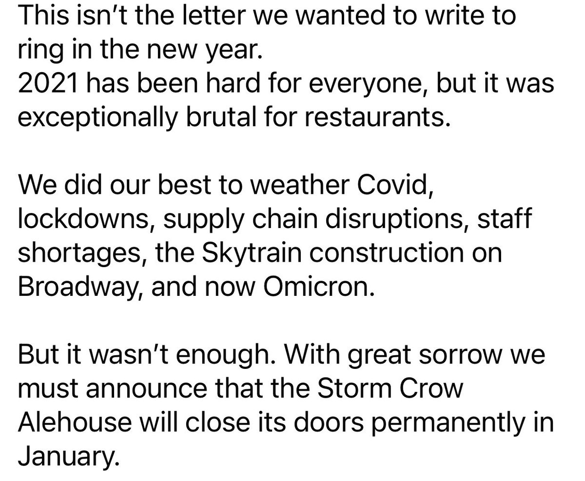 crowalehouse's tweet photo. We have a sad announcement to make. Please read. Then give us a hug. Then go bid on some of the cool memorabilia we’re auctioning at https://t.co/zpzypekXhM, with proceeds going to our staff.

We love you, #Vancouver. Thank you for a great run. ❤️ https://t.co/OTx6TAjGUa
