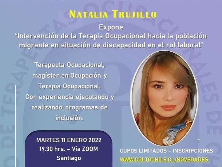 ChileColto's tweet photo. Estimados/as colegas y estudiantes 
Extendemos invitación al Webinar de "Terapia Ocupacional y el Derecho al Trabajo", dentro de los expositores se encuentra

Inscripciones en https://t.co/0Vn3U2P4nB

#coltochilesomostodos https://t.co/MhGuQwuRoT
