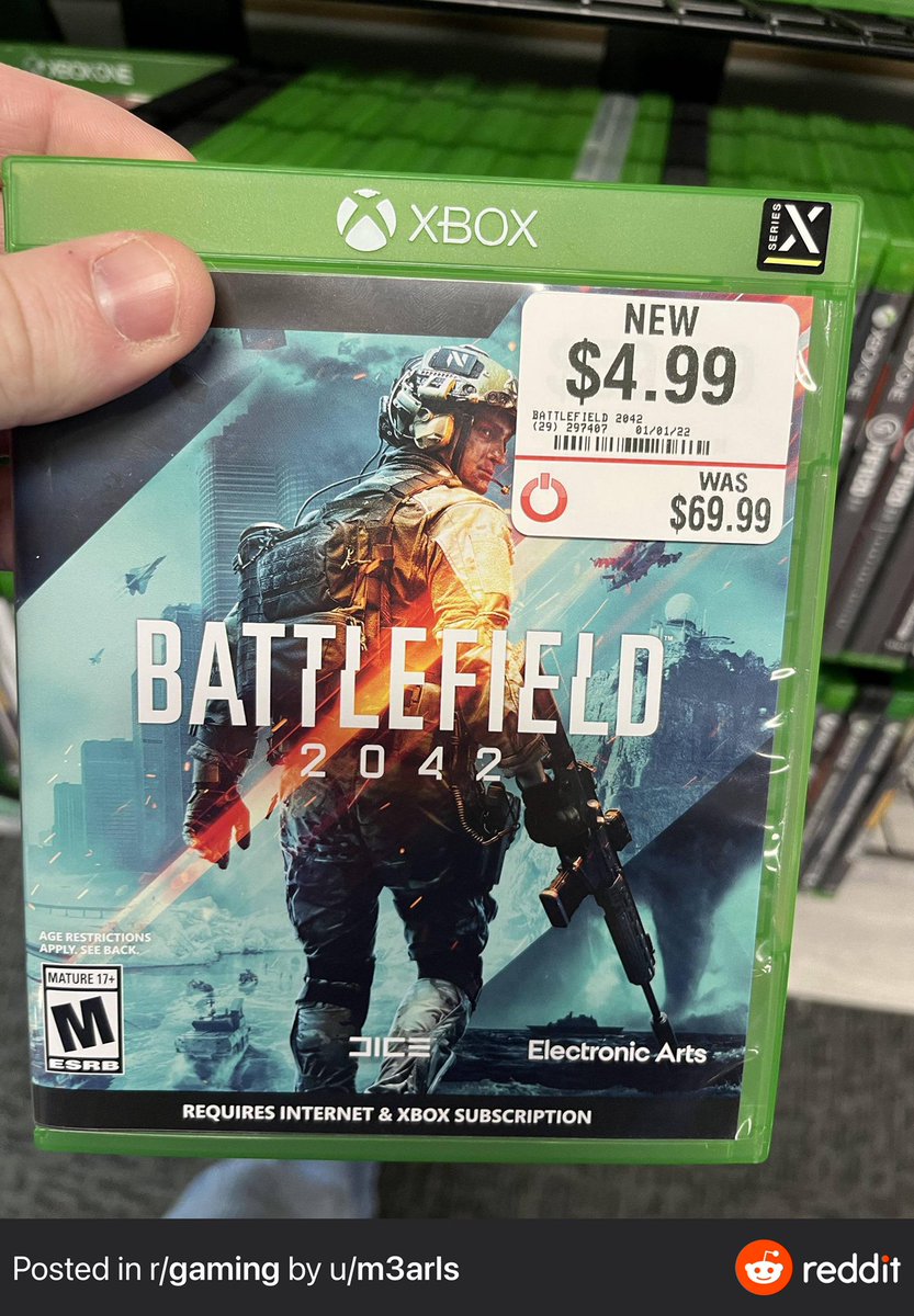 SKizzleAXE's tweet photo. Somewhere Battlefield 2042 is being sold for $4.99 😂 https://t.co/BlDzrpR90F