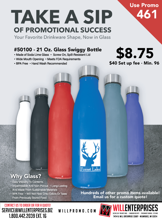 Will Enterprises on X: Take a sip of our new promo! Custom GLASS swiggy  bottles start at $8.75 each. #glass #glassbottle #custom #screenprinting  #PROMOS #newpromo #sale #bpafreebottle Shop Now:    /