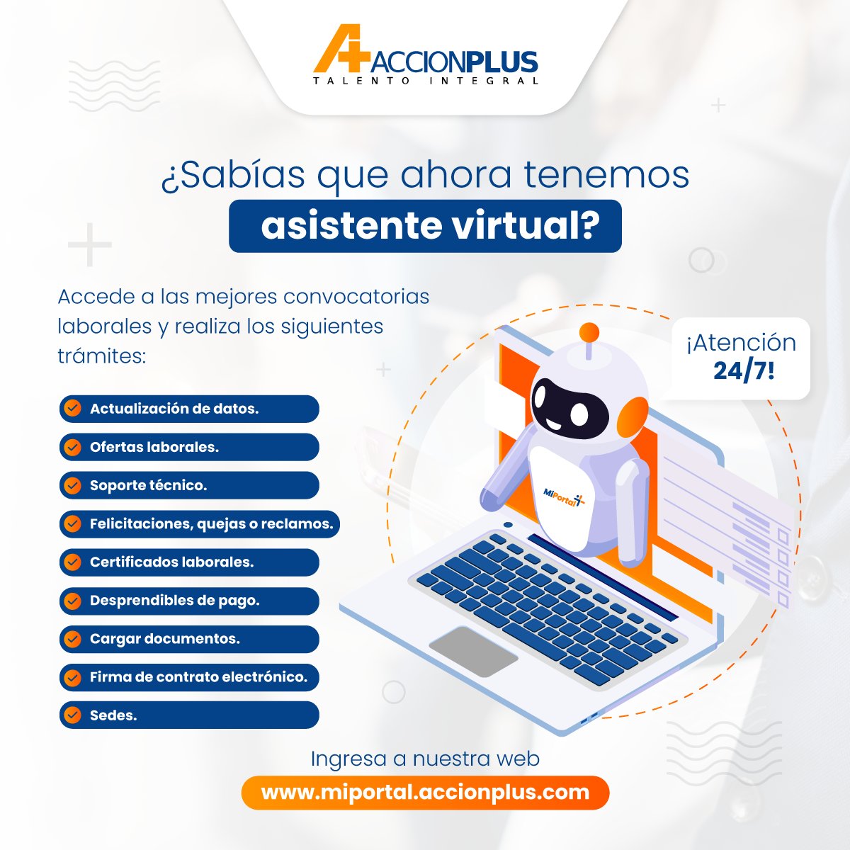 G_AccionPlus's tweet photo. Ahorra tiempo y obtén lo que necesitas a un sólo clic📲💻▶ Atención 24/7✅ ¡Conócelo ya!⏬
☑ https://t.co/JHqfBgEt6V
☑ Regístrate, si aún no lo has realizado o inicia sesión con tu usuario y contraseña.
☑ Da clic en "Iniciar"...Y listo, pregunta lo que necesites.
#FelizLunes https://t.co/mcPSn8BxMy