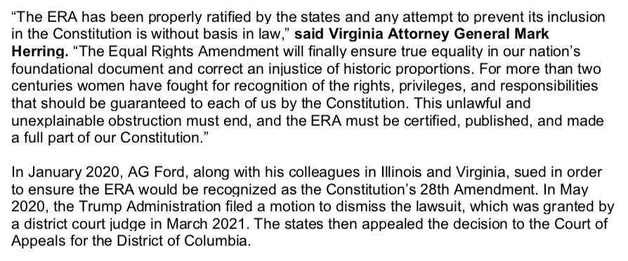 SHARE | Attorney General Ford Continues Fight for Ratification of Equal Rights Amendment