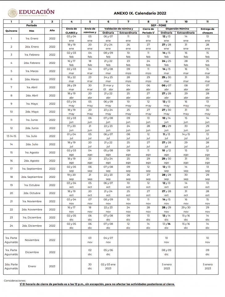 Crítico Galaxia patio de recreo Reyna Campuzano Salinas on Twitter: "CALENDARIO DE PAGOS FONE #2022 #SEP  #Educación https://t.co/aUt9rGysP4" / Twitter