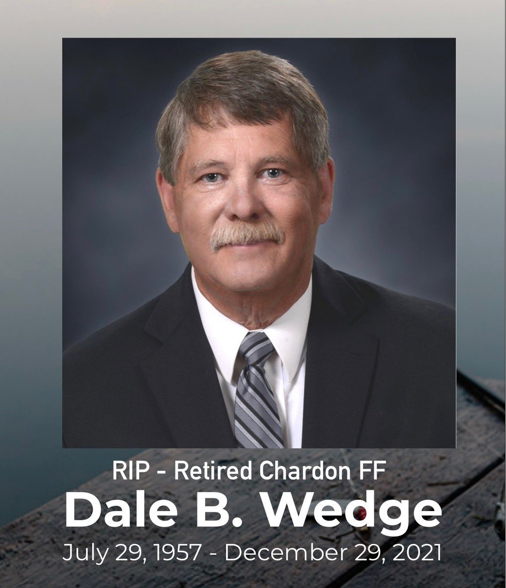 chardonfire's tweet photo. It with a heavy heart that the Chardon Fire Department announces the passing of retired Firefighter Dale Wedge.
Dale served on the Department from 1978 to 1985, and retired from the Geauga Department of Emergency Services.  He will be greatly missed.
  https://t.co/vKsyqVkb6Q https://t.co/PtZetGaWz8