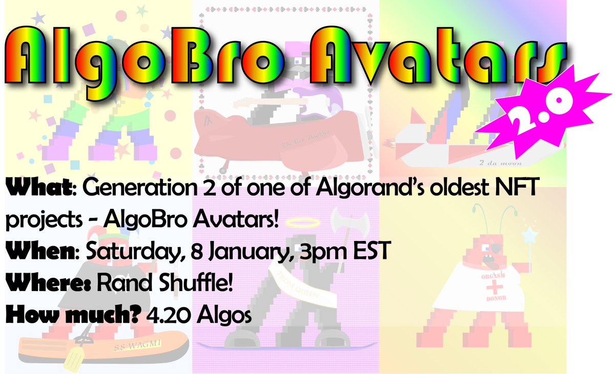 Oooooooooooohhh weeeeee. Just 5 days away from the #AlgoBro Avatar revival. 👻

🥳I'm excited. Hope you are too #algofam! 

#Algorand #Alognfts