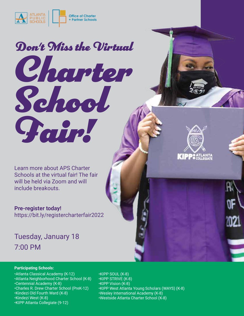Matt Underwood (@underwood_atl) on Twitter photo Parents interested in learning more about <a href="/apsupdate/">ATL Public Schools</a> charter schools are encouraged to attend upcoming virtual info fair on Tuesday, 1/18. Also, district charter schools are now accepting new student applications for next school year. Visit applyapscharter.org to learn more! Parents interested in learning more about <a href="/apsupdate/">ATL Public Schools</a> charter schools are encouraged to attend upcoming virtual info fair on Tuesday, 1/18. Also, district charter schools are now accepting new student applications for next school year. Visit applyapscharter.org to learn more!