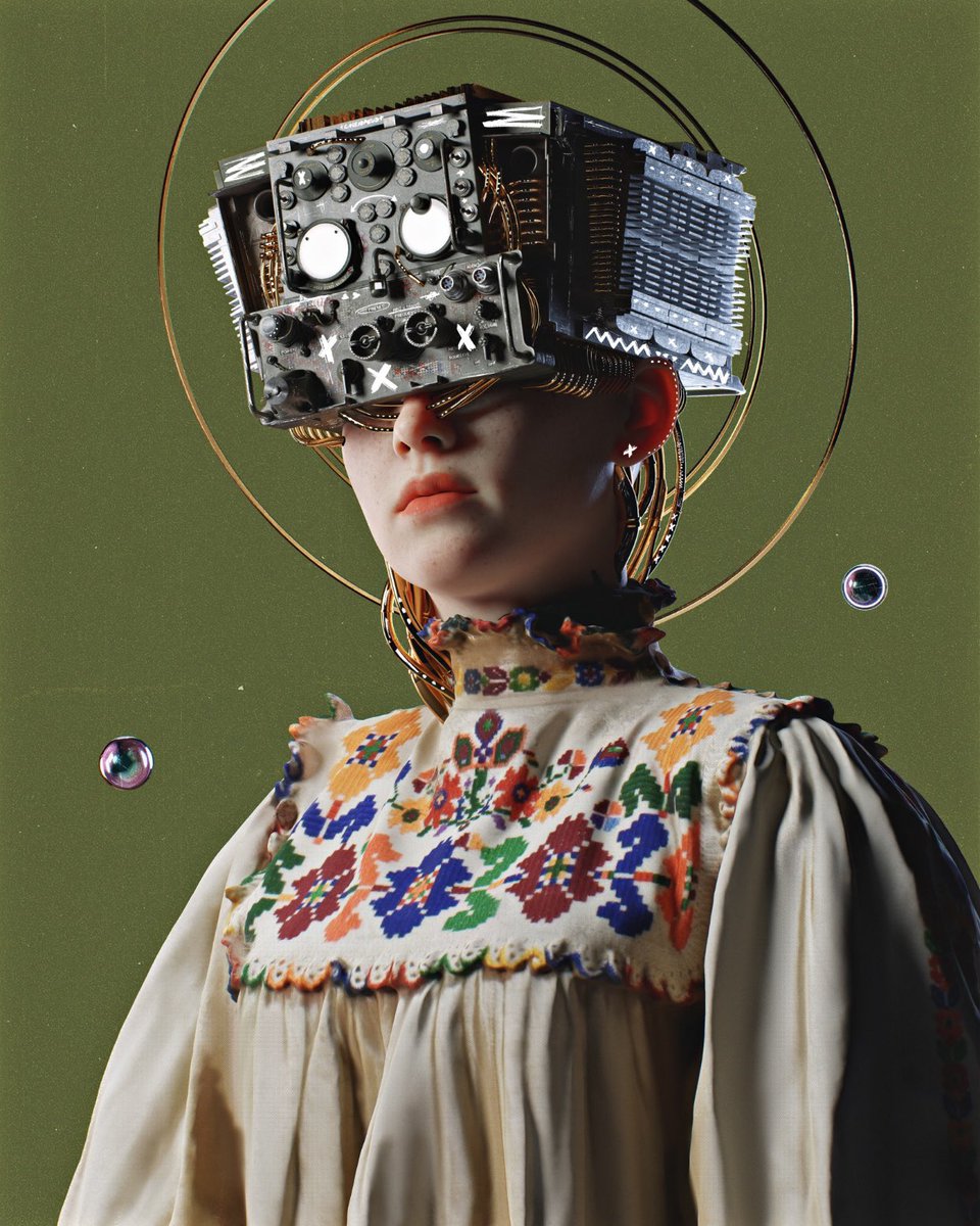 cassiopeus's tweet photo. FOLKLORA 2.0 🤖 
has been minted and will be available for bidding tomorrow on Foundation. 

>> https://t.co/8iMSeXLU4d <<

This piece is inspired by folklore and retro-punk. FOLKLORA 2.0 as the title suggests is the second piece of the FOLKLORA triptych. https://t.co/YYPdzeEYhL