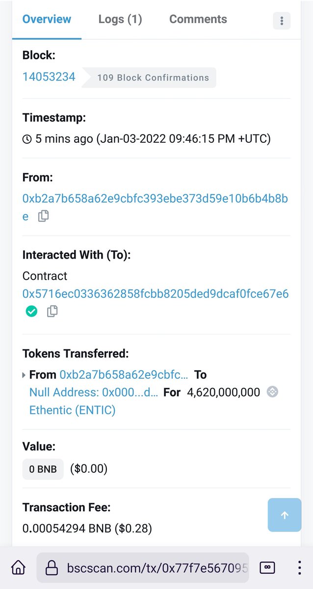CryptoEthentic's tweet photo. Burned 22% of tokens was successful. Thats 4.62 billion to be exact https://t.co/ifvw3FUbaS