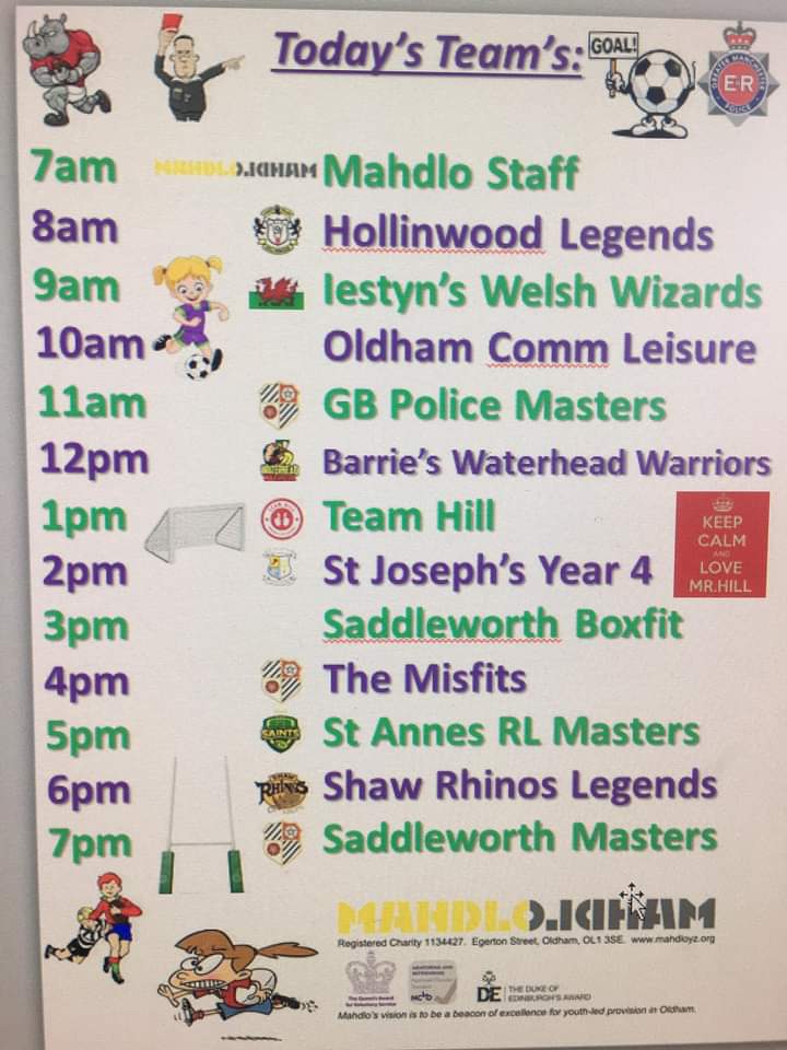 WolstenhulmeIan's tweet photo. Onto our very own @Barrowthonman who along with @DannyAtherton13 are raising money for @mahdloyouthzone again through the #13hour #football meets #RugbyLeague please support wherever possible. Congratulations to Sgt Pickles BEM #OldhamHour https://t.co/cza7GwWs5V
