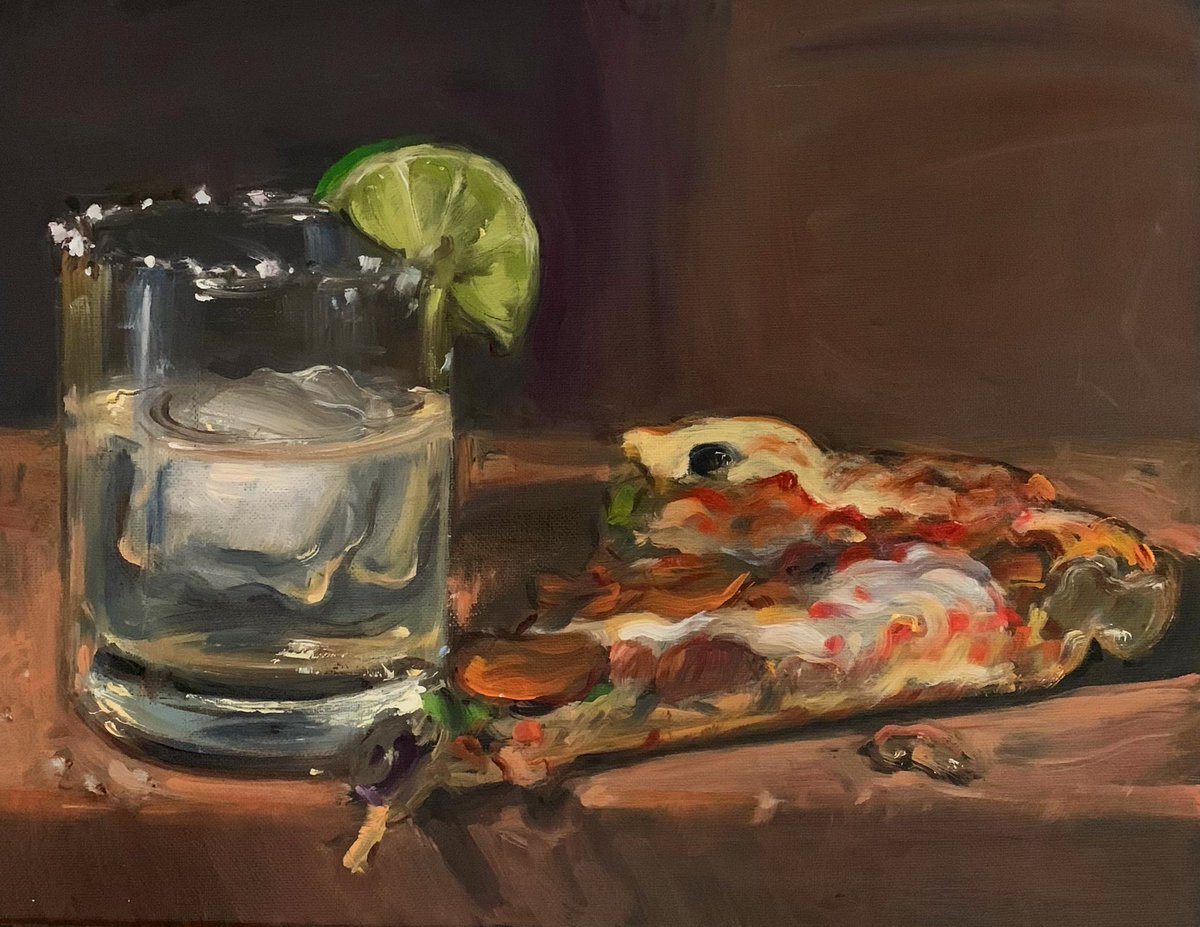 “Pizza & Tequila” oil, 11x14