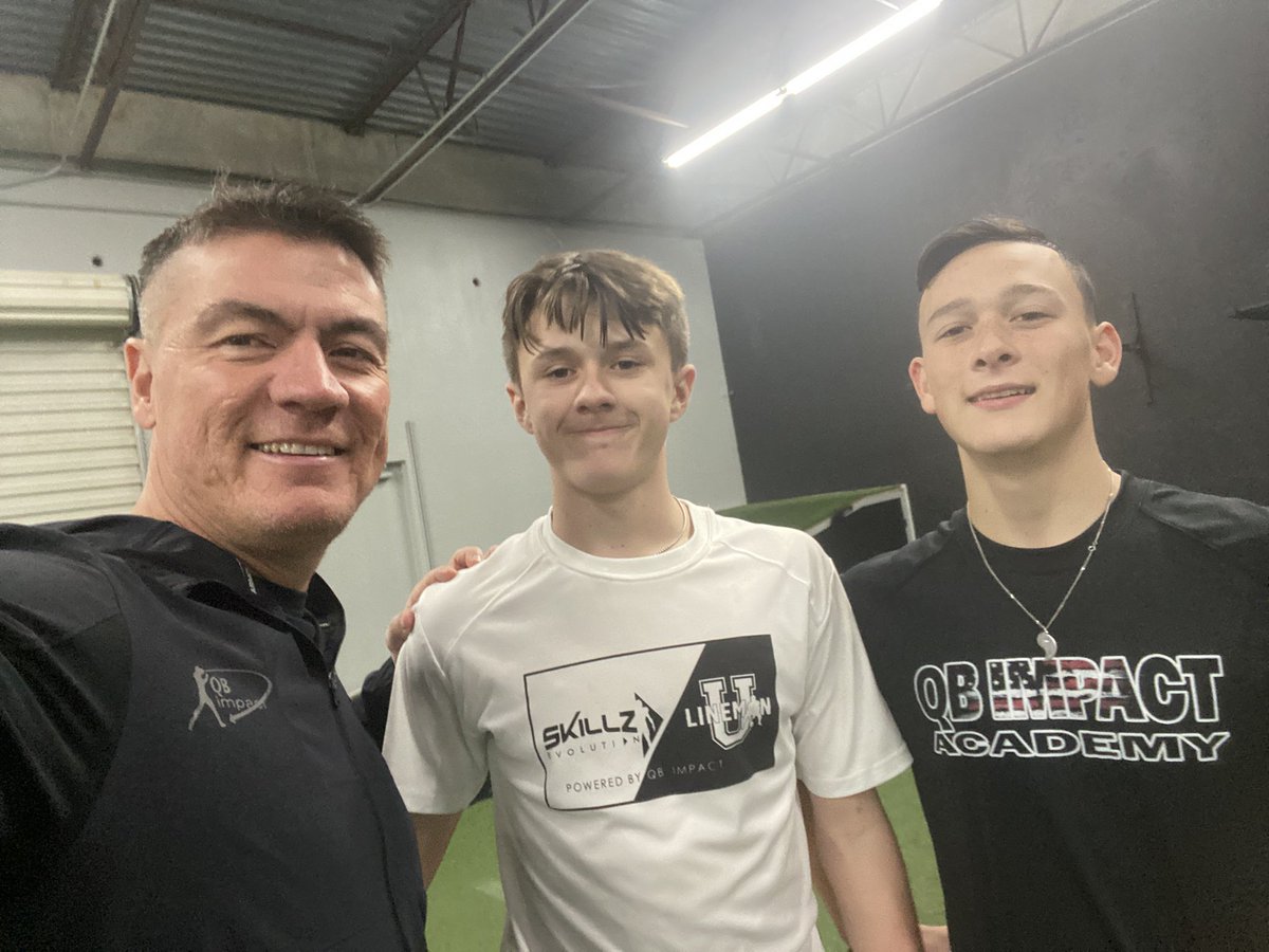 QBimpact's tweet photo. Back to school special, morning throwing sessions and lift with @CoachGeorge5 #QBi 

2026 Duncan QB @SawyerRice7 2025 Edmond North ATH Jace Spence 

#SameGameDifferentLevels https://t.co/0WZES8hnIB