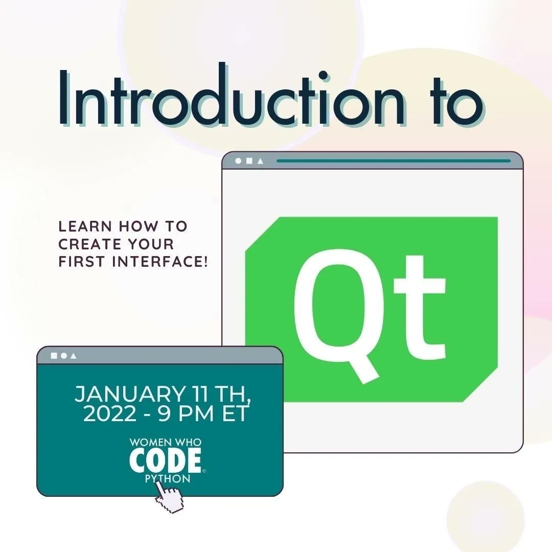 RT @wwcodepython: ANNOUNCING Our New Series: Introduction to #Qt: How to Create Your First Interface
Starting Tue., Jan. 11th at 9PM EST!

Join us to create an amazing #interface with #PyQt/#PySide! 

🔗 buff.ly/3pPsRud

#wwcode #womenwhocode #womenintech #python