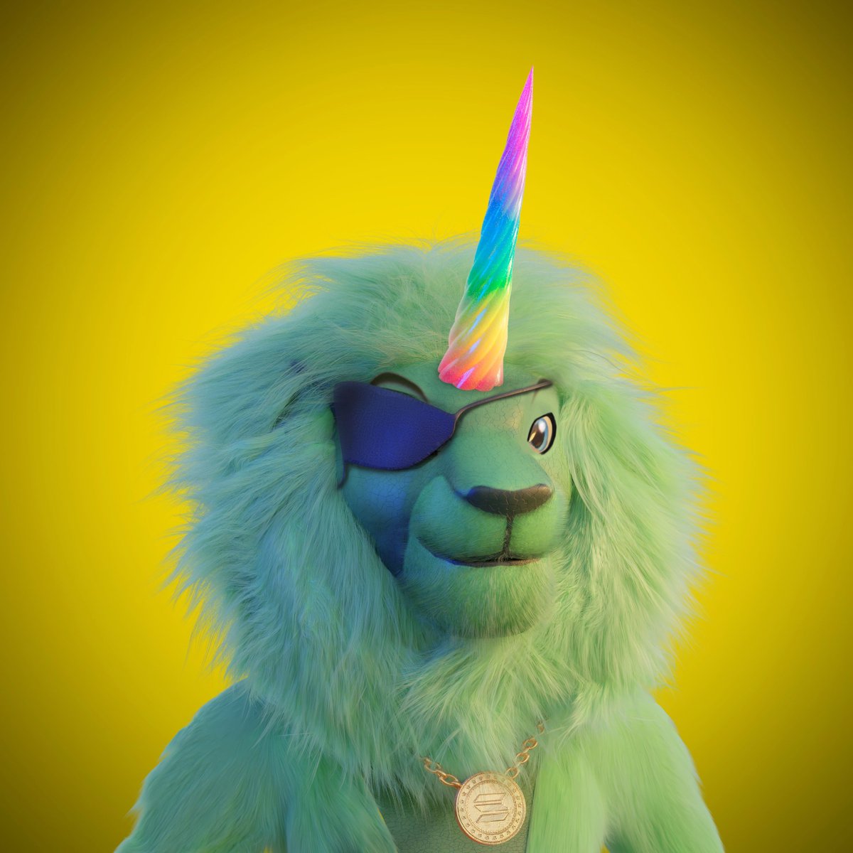 JCOnTheFloor's tweet photo. Today's @JungleCatsIO #OnTheFloor feature is #3021, The One eyed, One Horned, Blinged Out, Emerald, Eland Eater. This cat is the creature of legends, all antelope are warned by their parents not to stray at night or he'll getcha! 7SOL! #GROAR #SolanaNFTs #lionessweek #NFT #SolNFT https://t.co/Zl0hWiWbuA