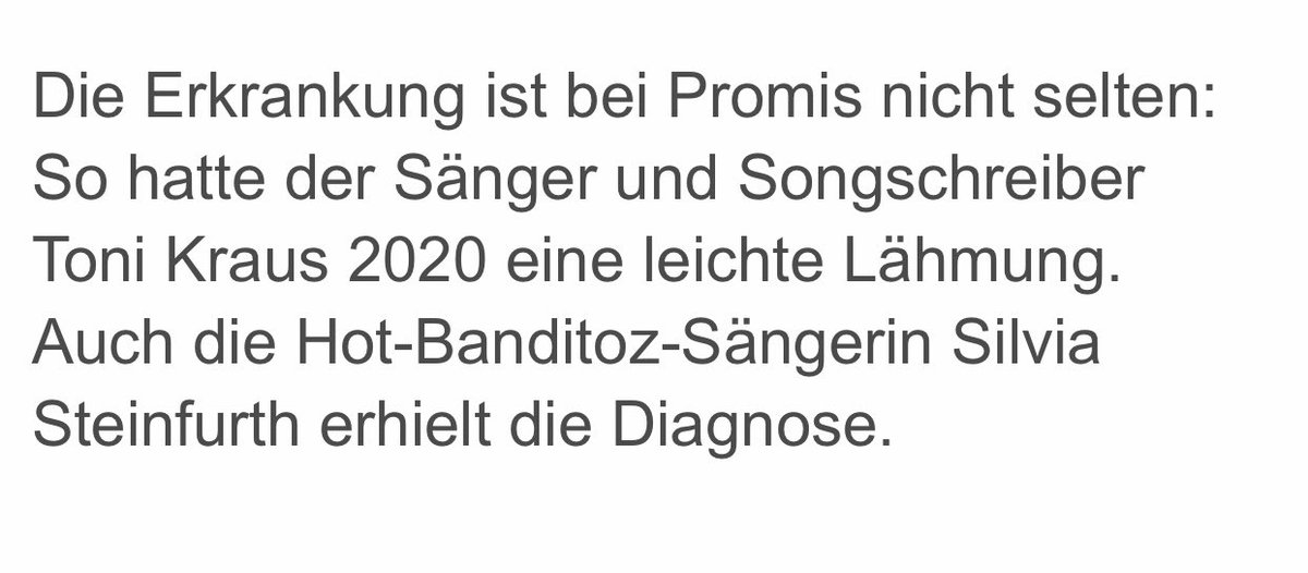 Laut <a href="/tonline/">t-online</a> bin ich jetzt ein Promi. Reicht das für's #dschungelcamp? 🐍 Frag für 'nen Freund!

Die Erkrankung ist bei „Promis“ btw genauso „nicht selten“ wie bei allen anderen Menschen auch.

Gute Besserung, GG Anderson! #fazialisparese