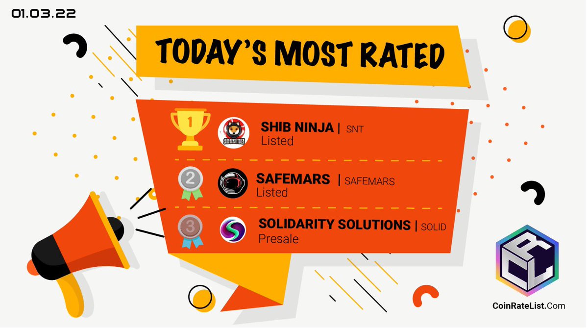 🚀🚀🚀TODAY'S MOST RATED🚀🚀🚀

🥇<a href="/RealShibNinja/">SHIB Ninja.snt ™ 🥷🐺</a> 🔥🔥🔥

🥈<a href="/Safemartians/">SafeMars</a> 🔥🔥

🥉<a href="/Solidarity2021/">Solidarity Solutions</a> 🔥 

Congratulations👇👏
<a href="/RealShibNinja/">SHIB Ninja.snt ™ 🥷🐺</a> 

Let's vote‼️‼️‼️  
CoinRateList.com

Follow us🥰