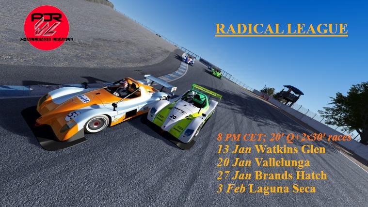 Radical SR3 league! 4 GPs <a href="/ApexOnRacing/">Apex Online Racing</a>
Info:
discord.gg/MjeJ5SGcKR