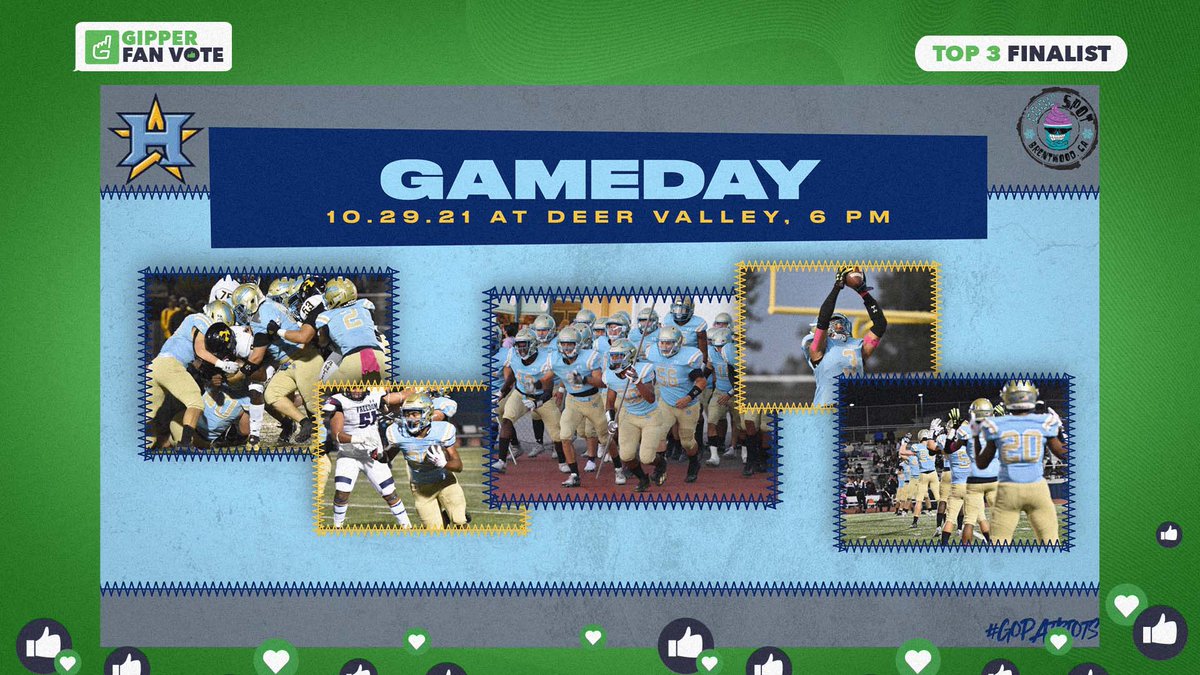 gogipper's tweet photo. @HeritagePats Congrats on being a finalist in the 2021 Gipper Fan Vote!
Like this post before Jan 10 if you think @HeritagePats should win first place and $500!
#GipperFanVote https://t.co/GcfhWSWr7Z
