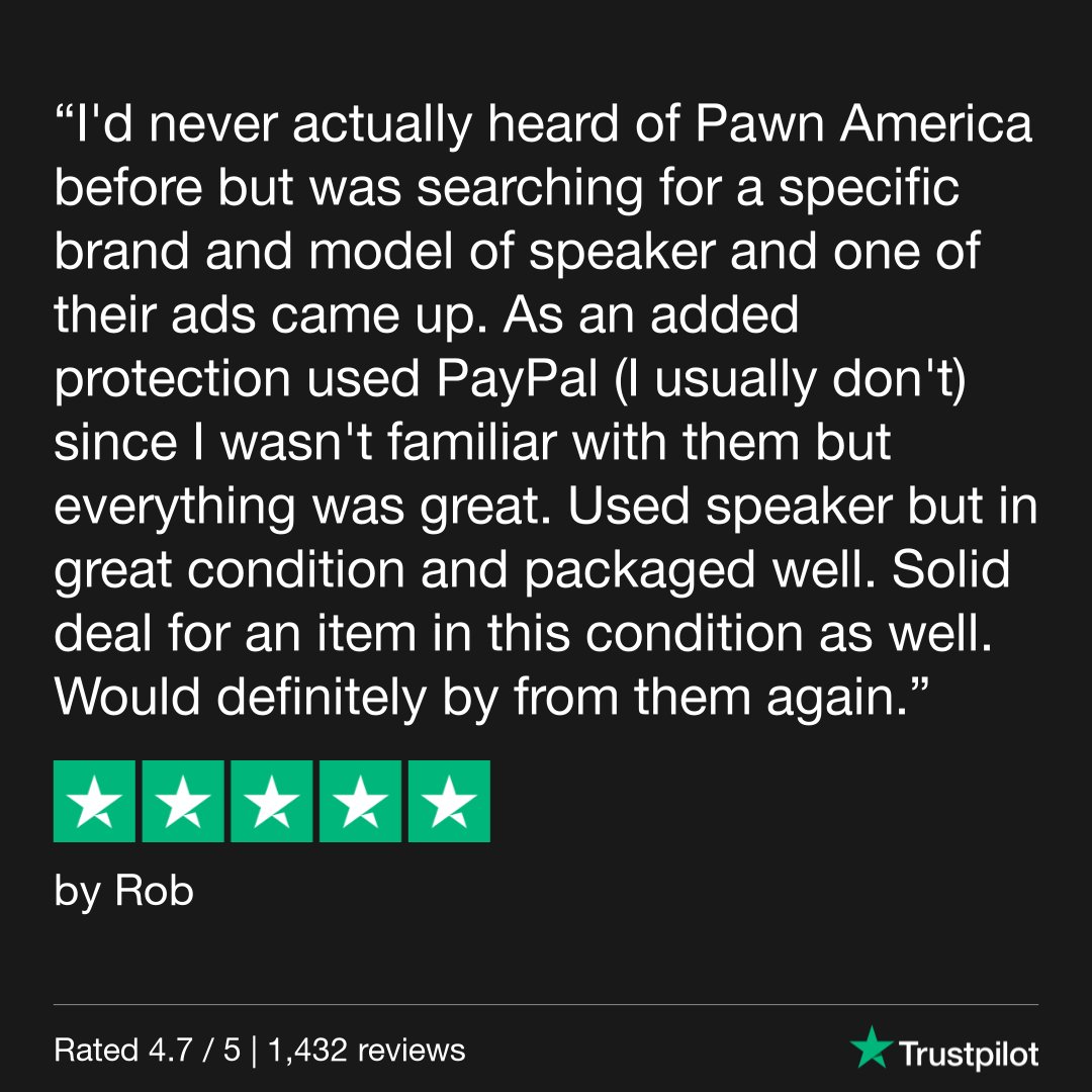 We LOVE hearing from you!! Thanks for the awesome review!
#strivefor5 #pawnamerica #newandused #buyandsell #electronics #reviews