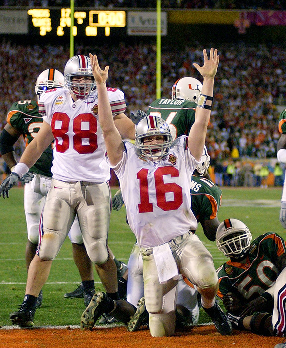 NickCaminoWKYC's tweet photo. 19 years ago today: Jan. 3, 2003...

Ohio State shocks Miami (Fla.) in the National Championship game, 31-24, in double overtime. Still the best college football game I've ever seen. https://t.co/OngdI9PuiR