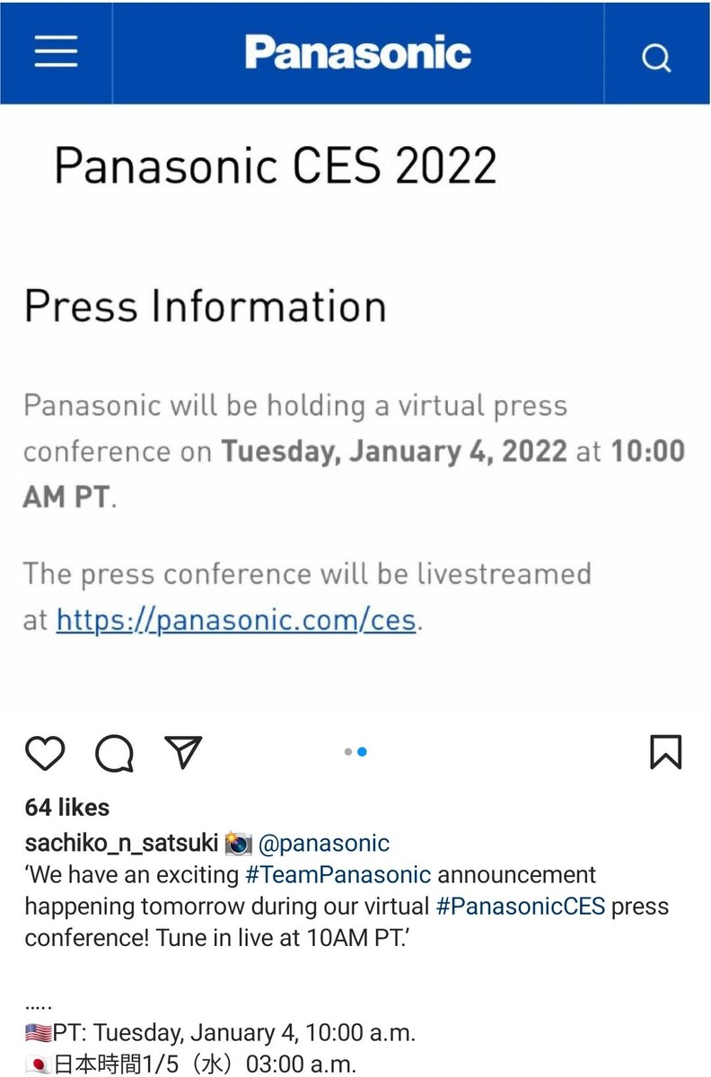 #teamPanasonic press conference.

panasonic.com/ces