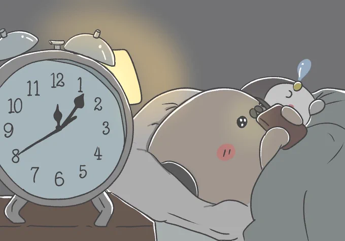 学校始め(仕事始め)というのに、つい夜更かししちゃった子 
