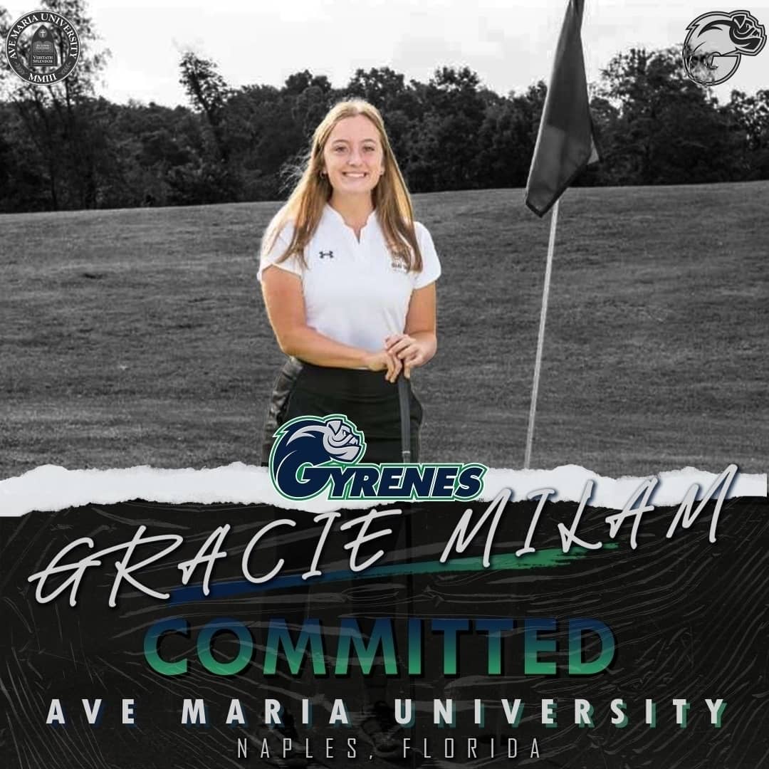 milam_gracie's tweet photo. So happy to announce that I've committed to play golf at Ave Maria University! I couldn't be more excited to move to Florida and continue playing the sport I love. I'm so grateful for everyone, especially my family, who helped make this possible ❤ https://t.co/zBkBQwjzjY