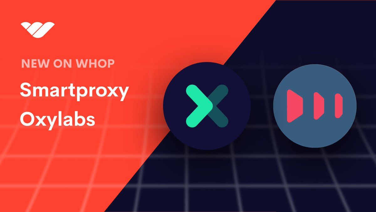 whop's tweet image. We're excited to release two new proxy providers on our proxy marketplace!

You can now purchase Oxylabs and Smartproxy residentials for as low as $9.50/GB on whop.com/proxies

We'll be airdropping 50GBs worth of free data to random people who like + reply to this Tweet 🏔️