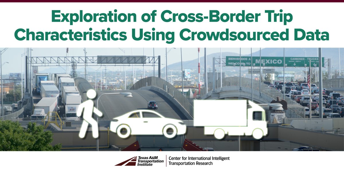 TTITAMU's tweet photo. ICYMI: CIITR evaluated data from five land ports of entry in the El Paso–Juárez region. How can emerging data yield cross-border trip insights for researchers? Read this story! https://t.co/XYtFMTGgdu
#CIITR #TTINewsStories #BorderCrossing #BorderTravel #TransportationResearch https://t.co/XWVGfvScFq