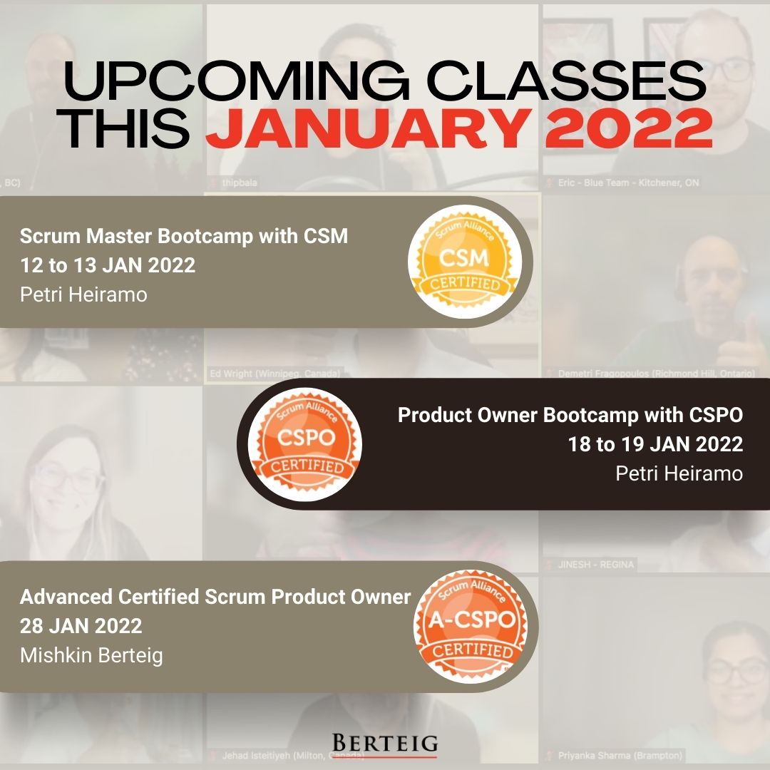 berteigofficial's tweet photo. The magic in new beginnings is truly the most powerful of them all. Get certified and join our upcoming bootcamps this 2022!
Visit https://t.co/EQFSTaW5GU
#scrum #agile #business #education #manager #leader #virtuallearning #realagility #berteig https://t.co/AhkJxPcgev