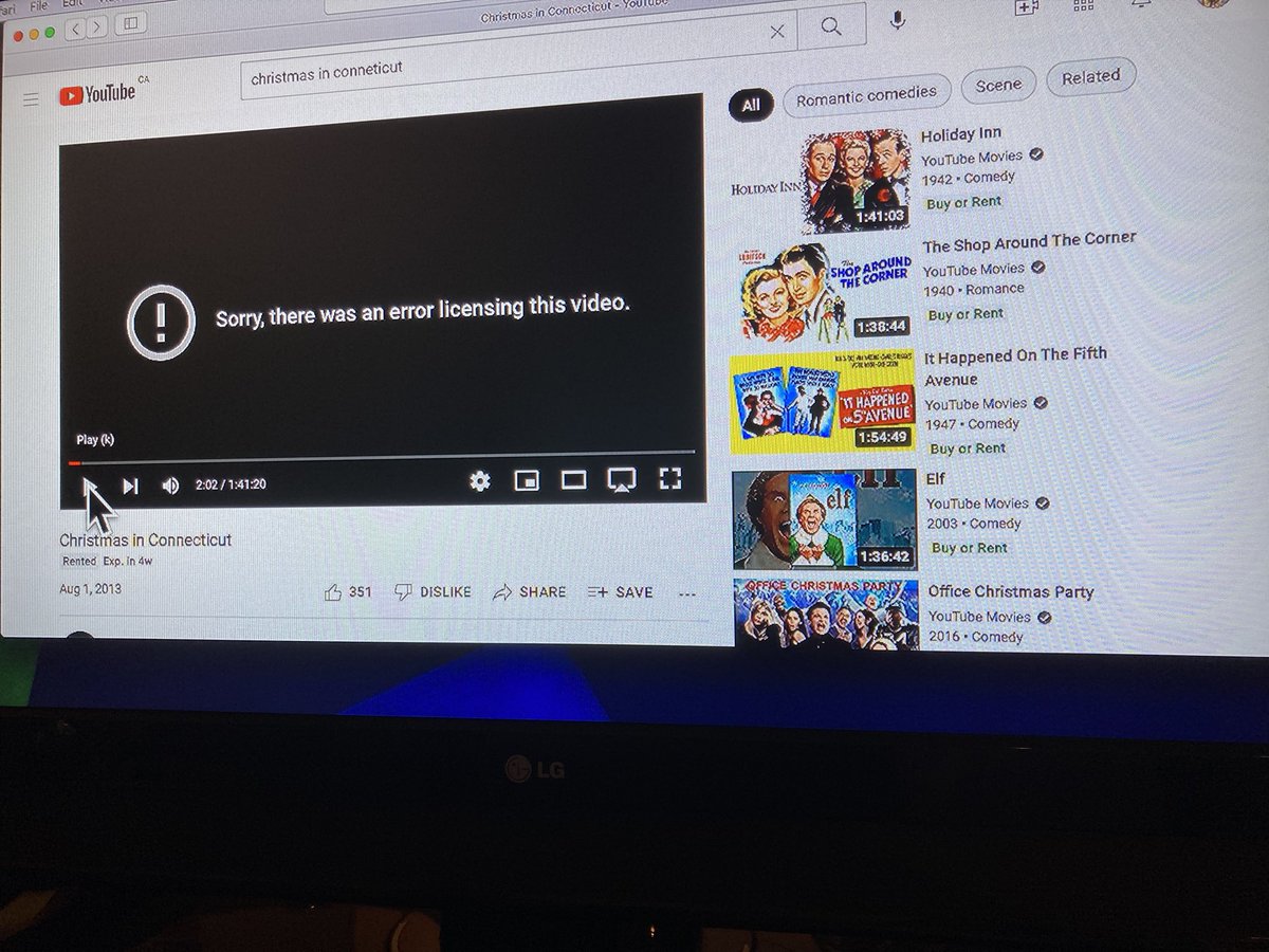 MauraxGraham's tweet photo. @teamYouTube I purchased a movie using PayPal on Dec 24. It started to play but was the wrong movie and then it crapped out with an error message as shown in the attached photo. I would like my money back. https://t.co/pVZMmwe1T6